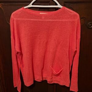 Eileen Fisher Vibrant Coral Linen Top/blouse